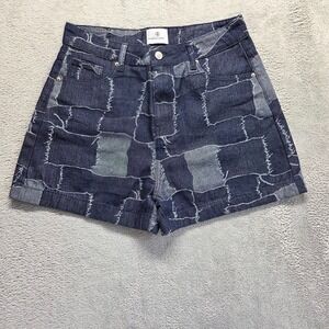 Anine Bing Shorts Womens Large Blue Boyfriend High Rise Patchwork Denim
